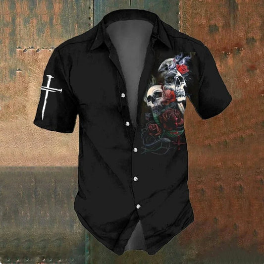 3d Skull Men’s Short Sleeve Shirt Stylish Skull Shirts, Retro, Casual, Loose, Oversized T-Shirt 2025 - WAREHOUSE SHOP