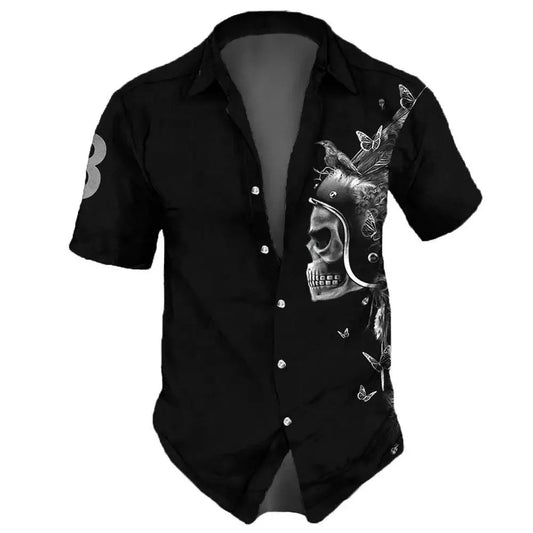 3d Skull Men’s Short Sleeve Shirt Stylish Skull Shirts, Retro, Casual, Loose, Oversized T-Shirt 2025 - WAREHOUSE SHOP