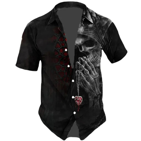 3d Skull Men’s Short Sleeve Shirt Stylish Skull Shirts, Retro, Casual, Loose, Oversized T-Shirt 2025 - WAREHOUSE SHOP