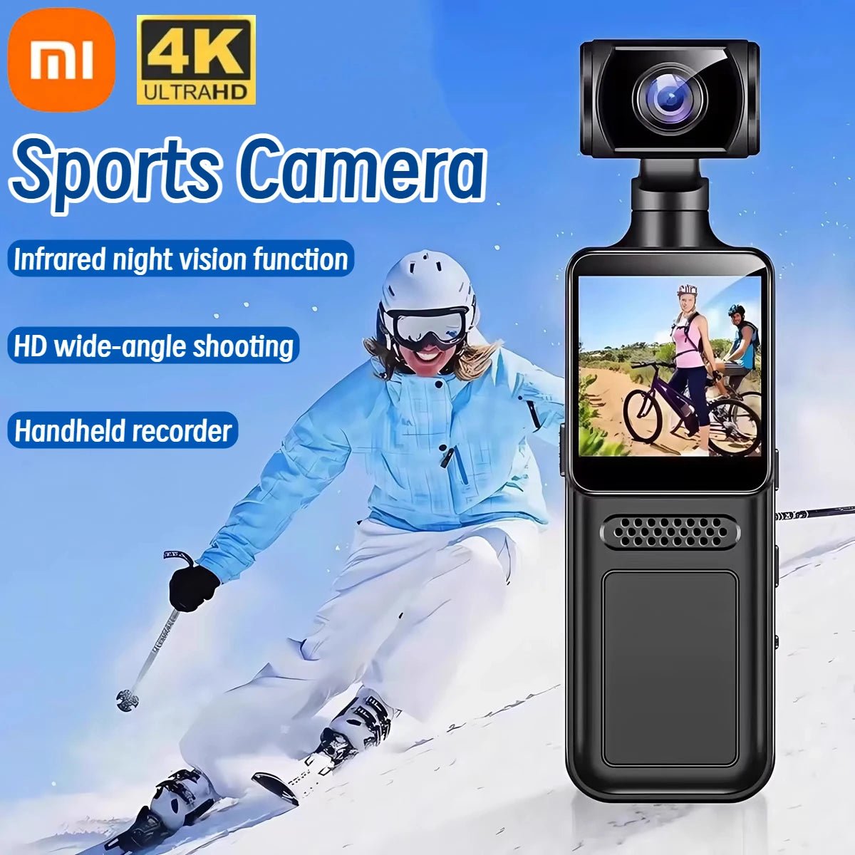 4K HD Handheld Xiaomi Pocket Camera. 180° Rotating, Mini Portable Camera, Wearable Night Vision Outdoor Sports Camera. - WAREHOUSE SHOP