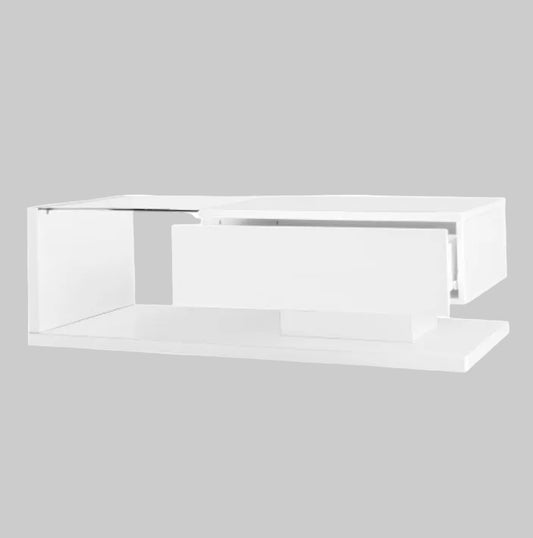 Coffee Table, High-gloss White. Side Tables, Coffee Tables With Glass and LED
