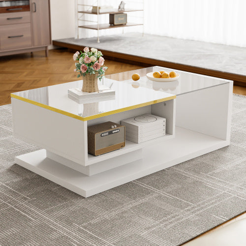 90cm LED Coffee Table - RGB Lights & Glass Top