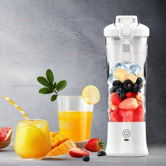 600ml Portable Multi - Function Juicer Large - Capacity Fruit Mixer 2000mAh USB Rechargeable Electric Smoothie Juicer Mini Mixer - WAREHOUSE SHOP