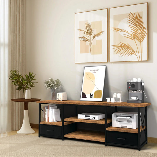 65“ TV Stand with Fabric Drawers - Black - WAREHOUSE SHOP