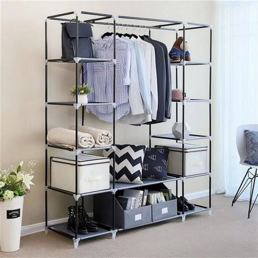 69" Portable Clothes Closet Wardrobe Storage Organizer with Non - Woven Fabric Quick and Easy to Assemble Extra Strong and Durable - WAREHOUSE SHOP