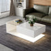 Modern White LED Coffee Table with Glass Top