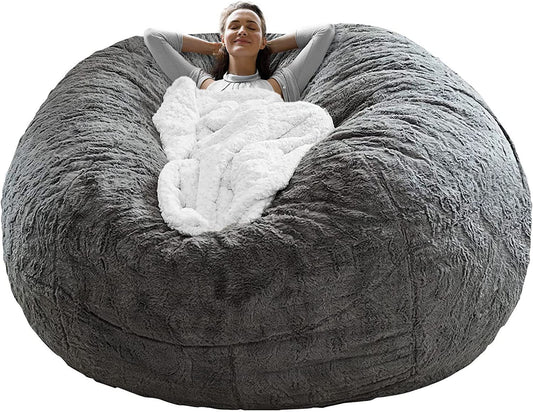 6ft dark grey bean bag chair cover in soft PV velvet. Cozy, stylish, and easy to clean—perfect for refreshing your sofa or lazy bed. - WAREHOUSE SHOP