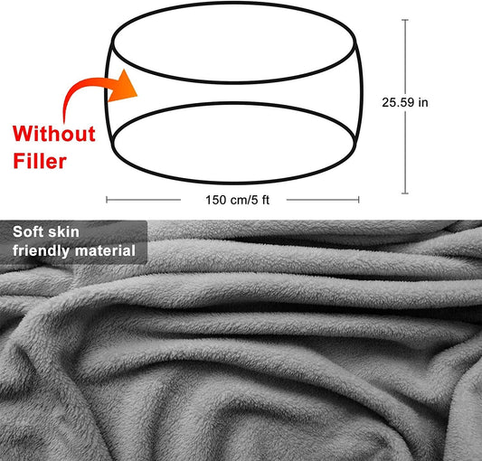6ft dark grey bean bag chair cover in soft PV velvet. Cozy, stylish, and easy to clean—perfect for refreshing your sofa or lazy bed. - WAREHOUSE SHOP