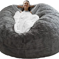 6ft dark grey bean bag chair cover in soft PV velvet. Cozy, stylish, and easy to clean—perfect for refreshing your sofa or lazy bed. - WAREHOUSE SHOP