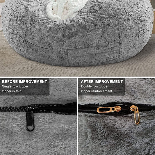 6ft dark grey bean bag chair cover in soft PV velvet. Cozy, stylish, and easy to clean—perfect for refreshing your sofa or lazy bed. - WAREHOUSE SHOP