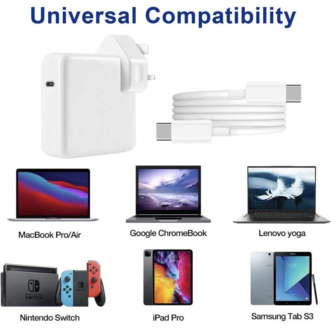 87W USB C Type C Fast Charger Power Adapter Compatible With Book Pro Uk Plug - WAREHOUSE SHOP