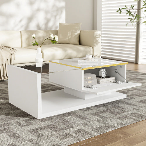 90cm LED Coffee Table - RGB Lights & Glass Top