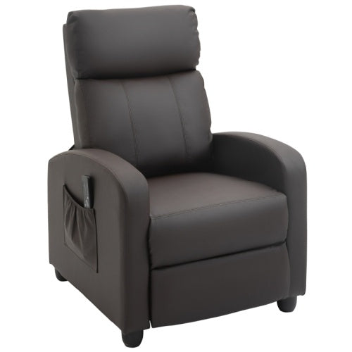 Brown Leather Massage Recliner Chair - with Leg Rest