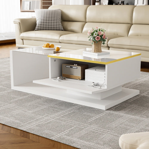 90cm LED Coffee Table - RGB Lights & Glass Top