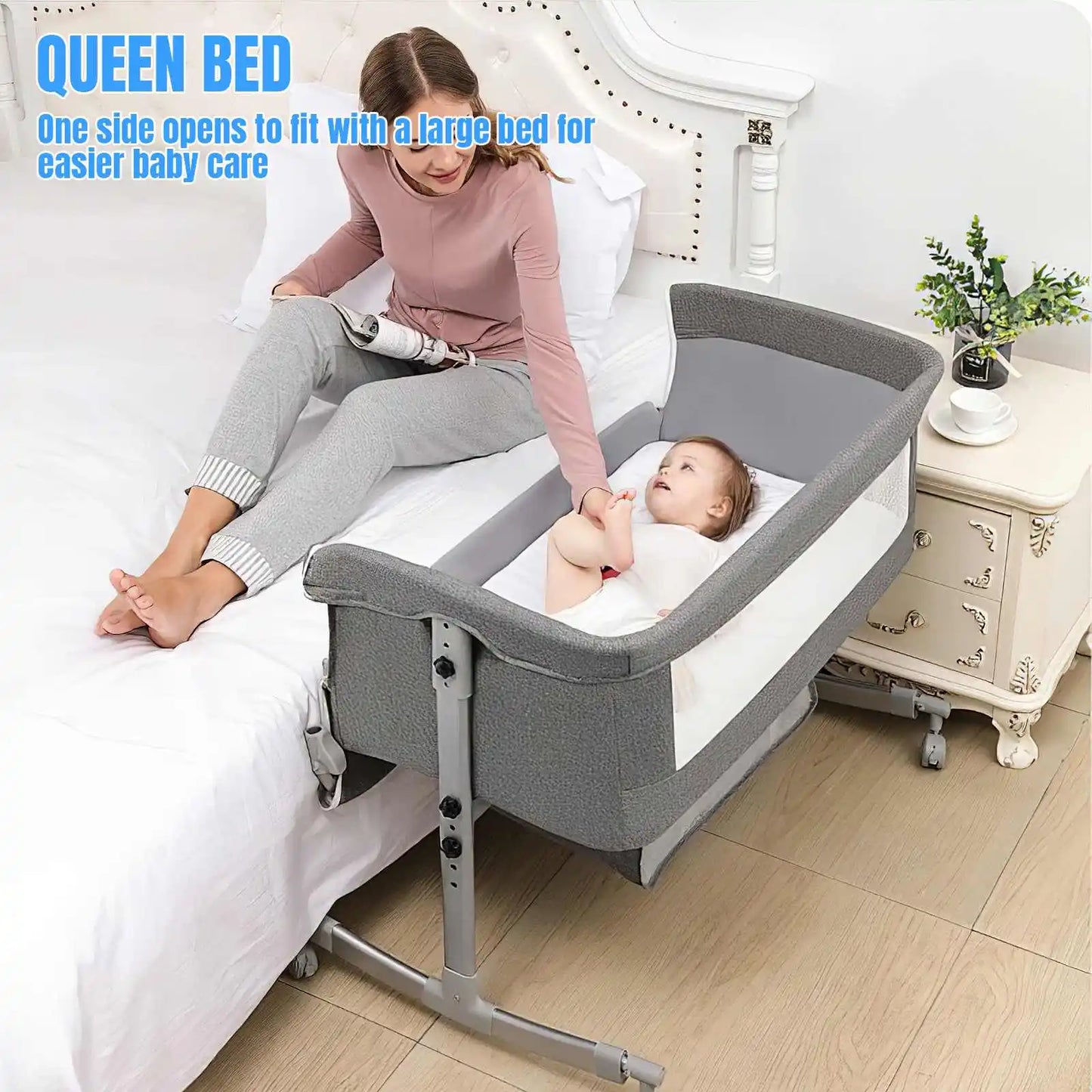 3-in-1 Baby Crib & Playpen — Bedside Cot with Mosquito Net 0-3Y