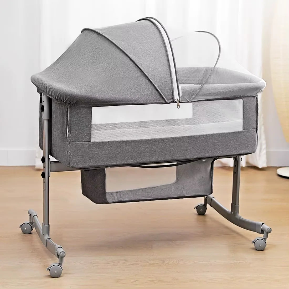 3-in-1 Baby Crib & Playpen — Bedside Cot with Mosquito Net 0-3Y
