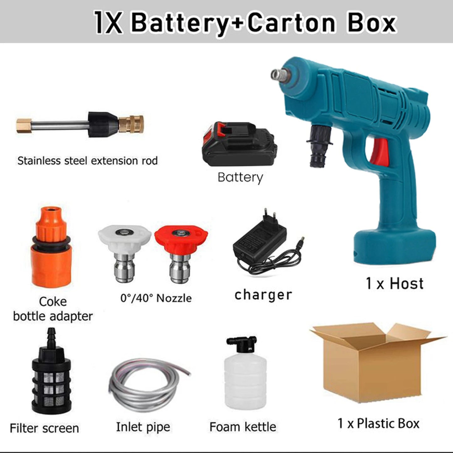 Makita 18V Cordless Pressure Washer 30Bar 1000W IPX5 Waterproof Car Truck Motorcycle Cleaner CE Certified with 4 Quick-Connect N