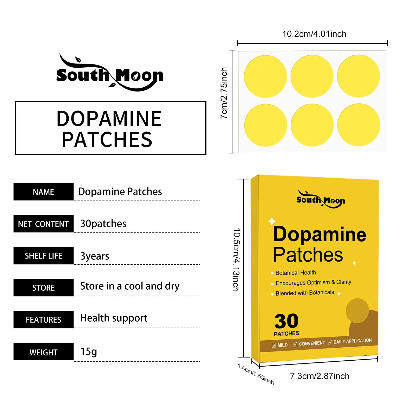 South Moon Dopamine Patch 30pcs - Energy Boost & Anxiety Relief