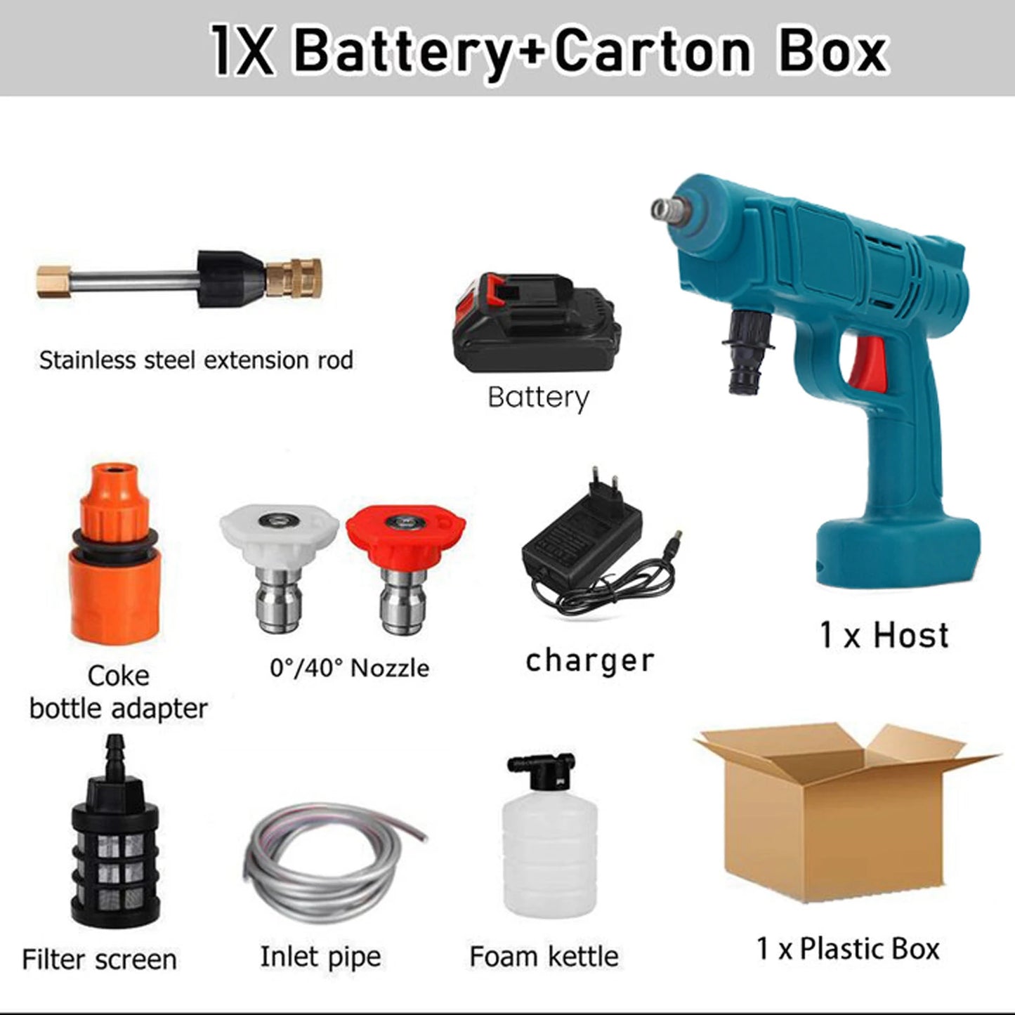 Makita 18V Cordless Pressure Washer 30Bar 1000W IPX5 Waterproof Car Truck Motorcycle Cleaner CE Certified with 4 Quick-Connect N