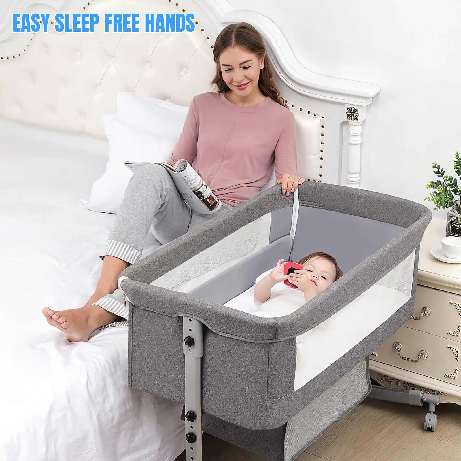 3-in-1 Baby Crib & Playpen — Bedside Cot with Mosquito Net 0-3Y