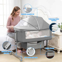 3-in-1 Baby Crib & Playpen — Bedside Cot with Mosquito Net 0-3Y