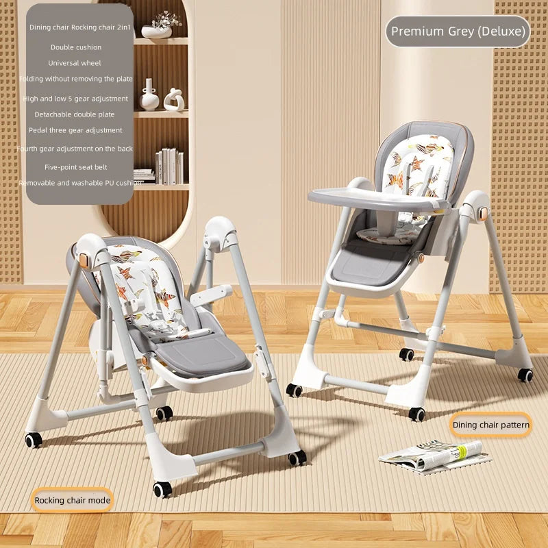Upgrade Liggend Baby Eetstoel Multi-Functionele Opvouwbare Kindereetstoel 6 Maanden ~ 6 Jaar Oude Babyvoederstoel Met Wielen
