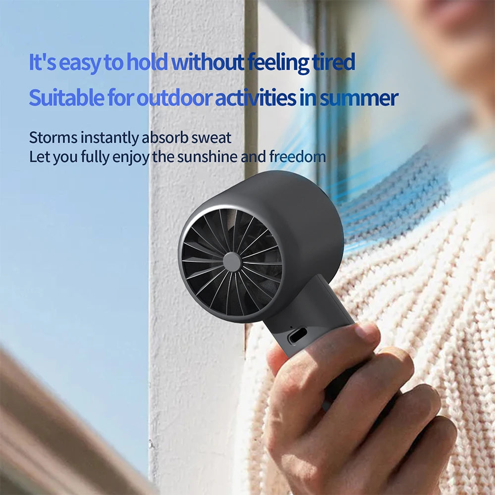 Mini Handheld Fan Portable 5 Speed USB Rechargeable Fan with LED Display Screen Desktop Eectric Fan Students Outdoor Cooling Fan