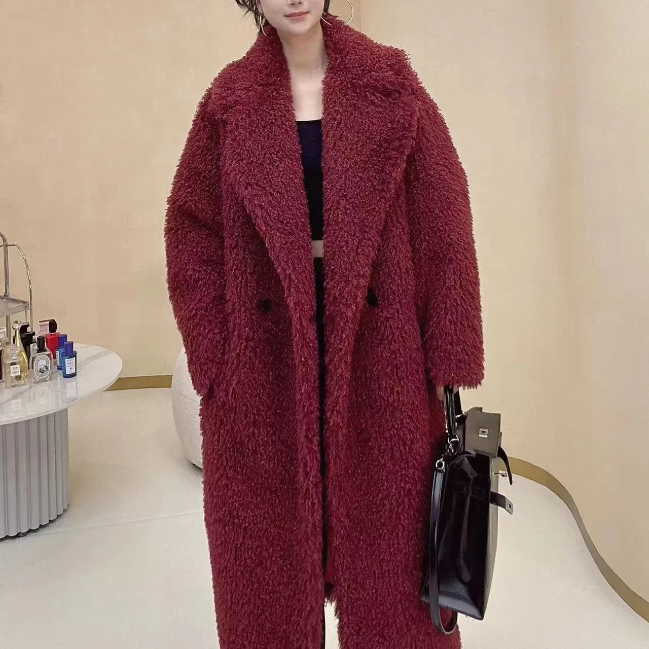 Luxury Women Faux Fur Winter Coats. Comfortable warmed Outerwear, Open Front Long Cardigan Jacket.