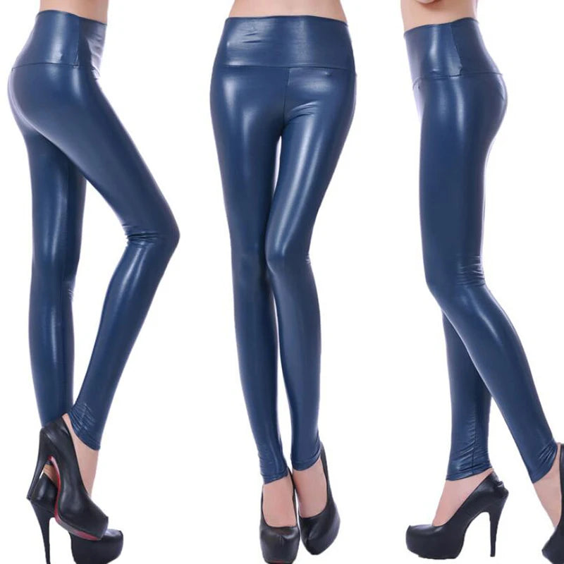 WOMEN'S Leggings, High Waisted Tight, and Sexy PU Leather Pants. Colorful Yoga Pants for Women