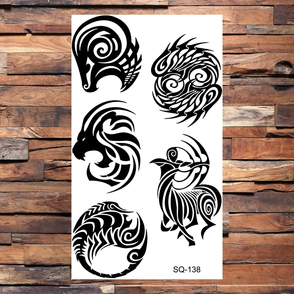 Black Scorpion Temporary Tattoos For Adults Men Realistic Dragon Wolf Tiger Thorns Fake Tattoo Sticker Hand Leg Tatoos Creative