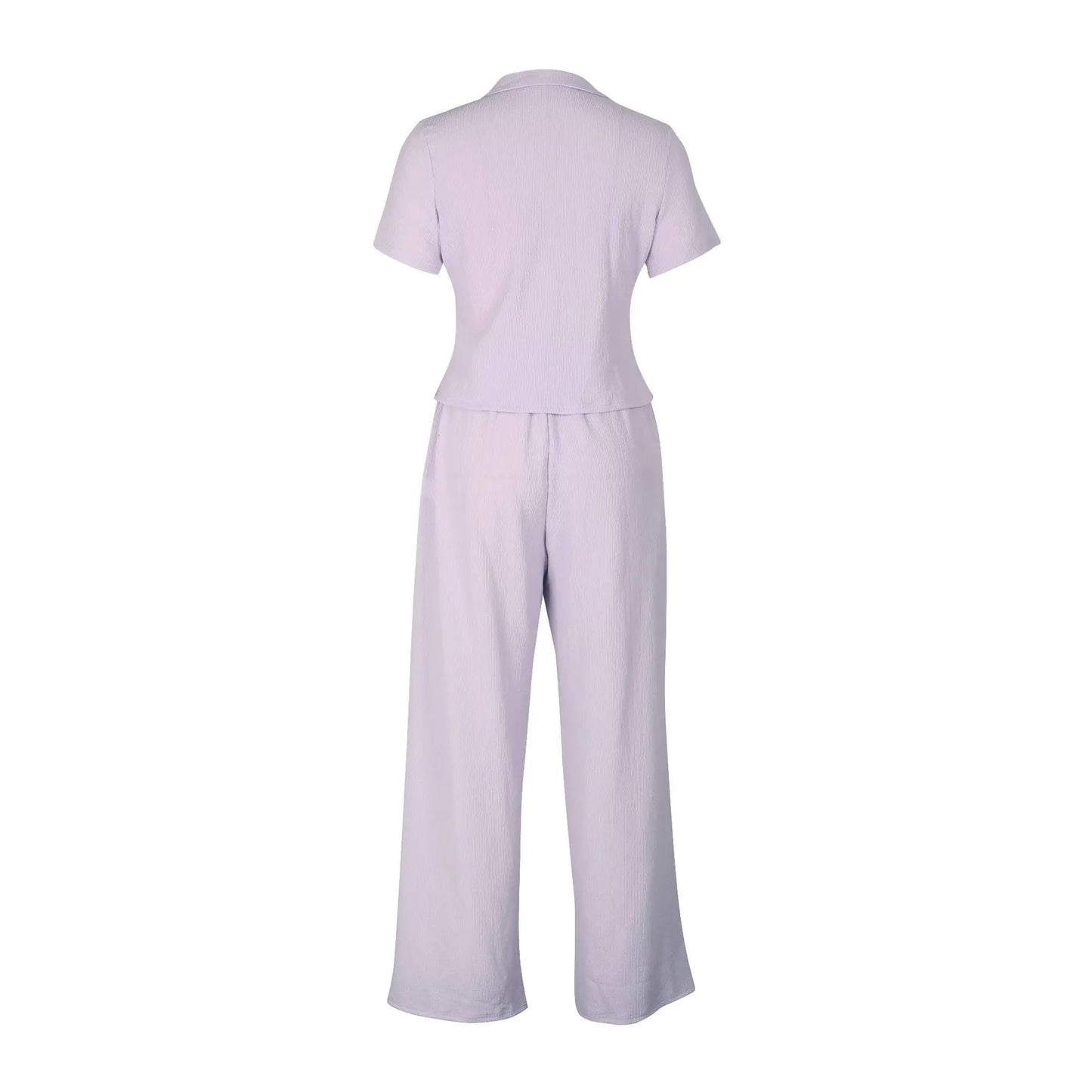 Women Two Piece Wide Leg Shirt Spring Outfits. Ladies Casual Lounge Wear