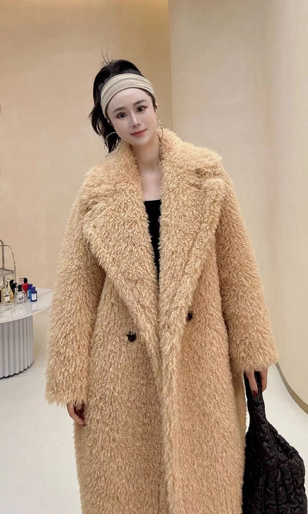 Luxury Women Faux Fur Winter Coats. Comfortable warmed Outerwear, Open Front Long Cardigan Jacket.