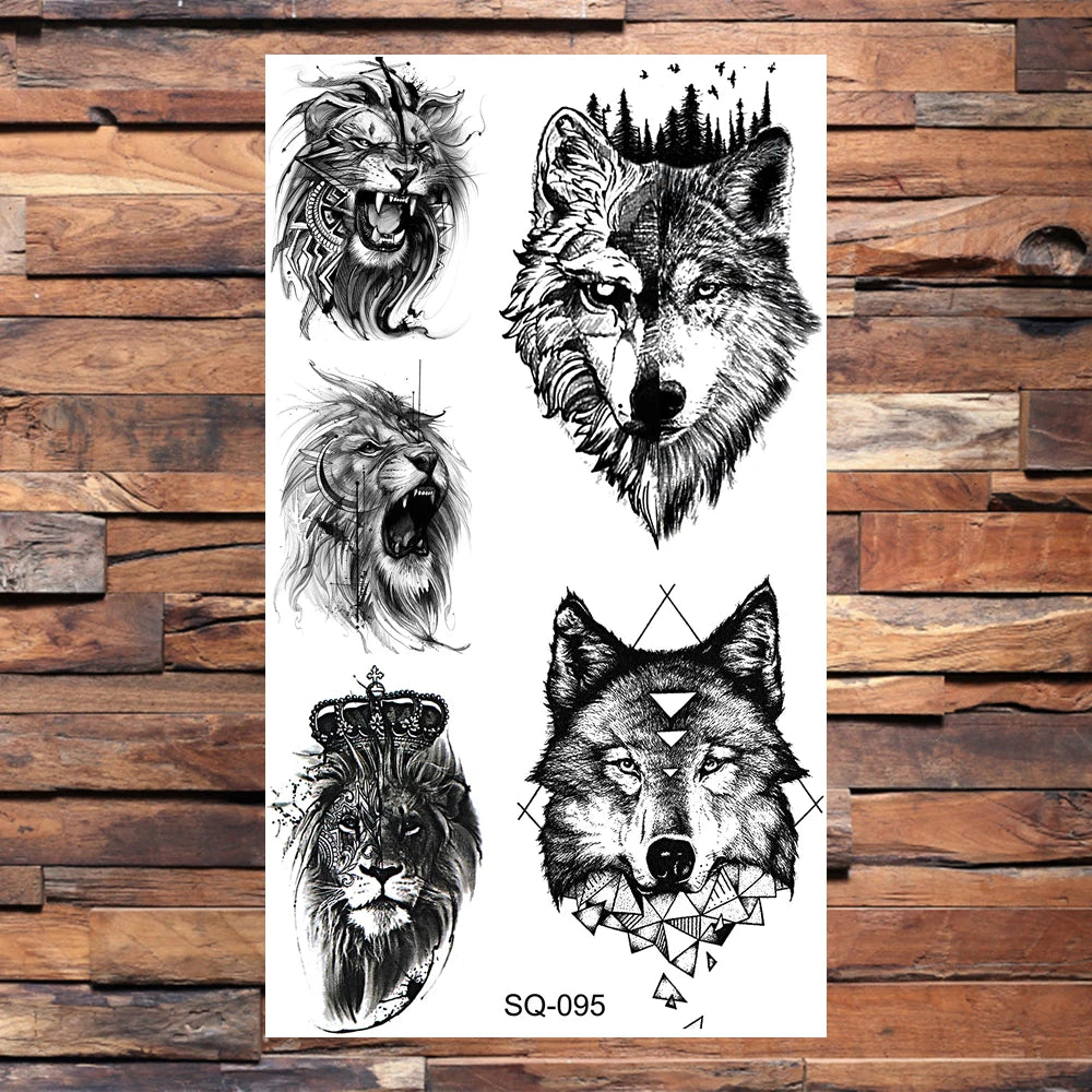 Black Scorpion Temporary Tattoos For Adults Men Realistic Dragon Wolf Tiger Thorns Fake Tattoo Sticker Hand Leg Tatoos Creative