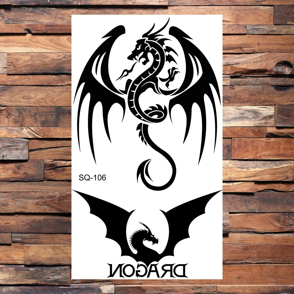 Black Scorpion Temporary Tattoos For Adults Men Realistic Dragon Wolf Tiger Thorns Fake Tattoo Sticker Hand Leg Tatoos Creative