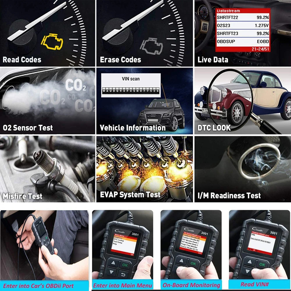 Reliable Car Full OBD2 Diagnostic Tools. Automotive Professional Code Reader, Scanner Check, Engine Free Update pk ELM327