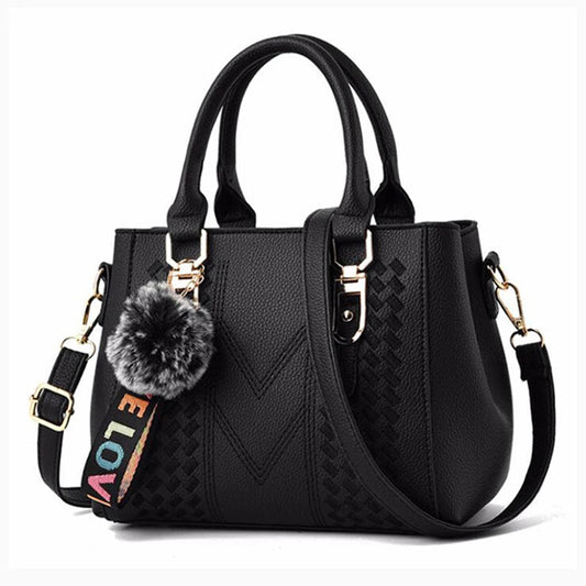 Embroidery Messenger Bags Women Leather Handbags Bags for Women Sac a Main Ladies hair ball Hand Bag WAREHOUSE SHOP