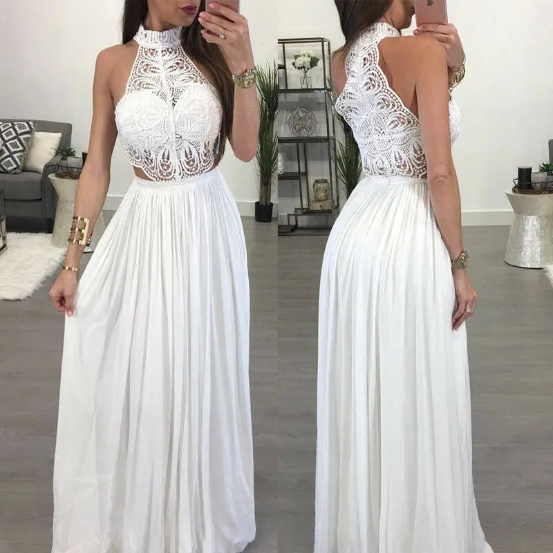 Ladies Backless Dress. Elegant for Women Evening Party, Halter Sleeveless Dress.