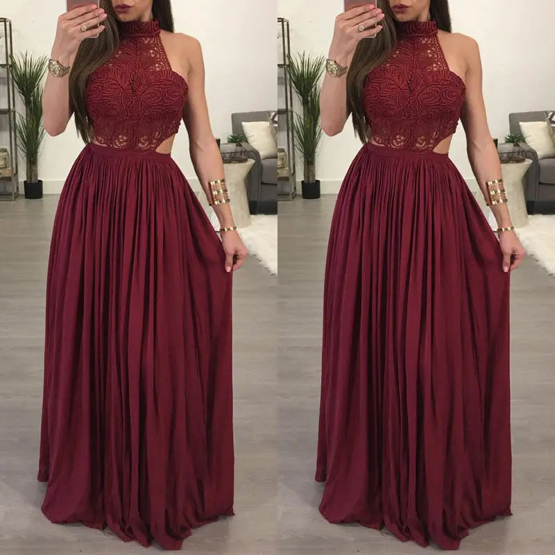 Ladies Backless Dress. Elegant for Women Evening Party, Halter Sleeveless Dress.