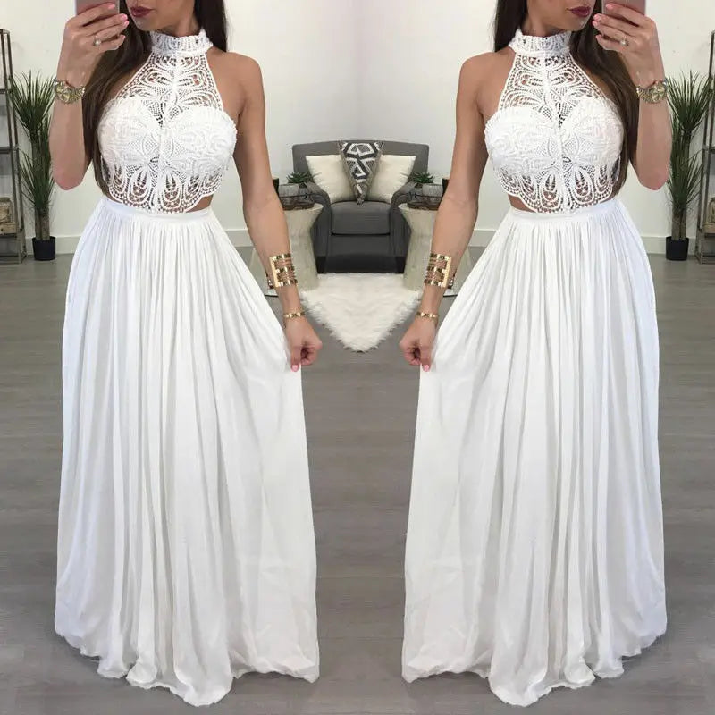 Ladies Backless Dress. Elegant for Women Evening Party, Halter Sleeveless Dress.