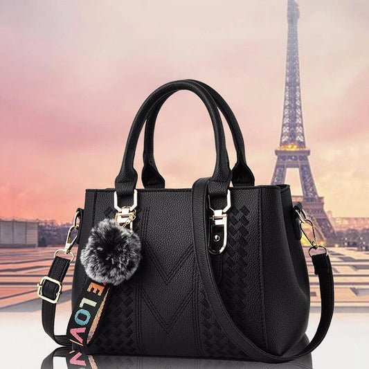 Embroidery Messenger Bags Women Leather Handbags Bags for Women Sac a Main Ladies hair ball Hand Bag WAREHOUSE SHOP