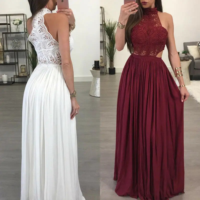 Ladies Backless Dress. Elegant for Women Evening Party, Halter Sleeveless Dress.