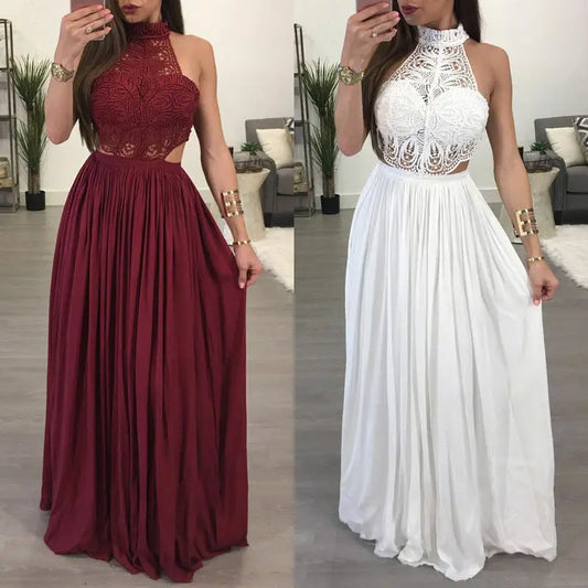 Ladies Backless Dress. Elegant for Women Evening Party, Halter Sleeveless Dress.