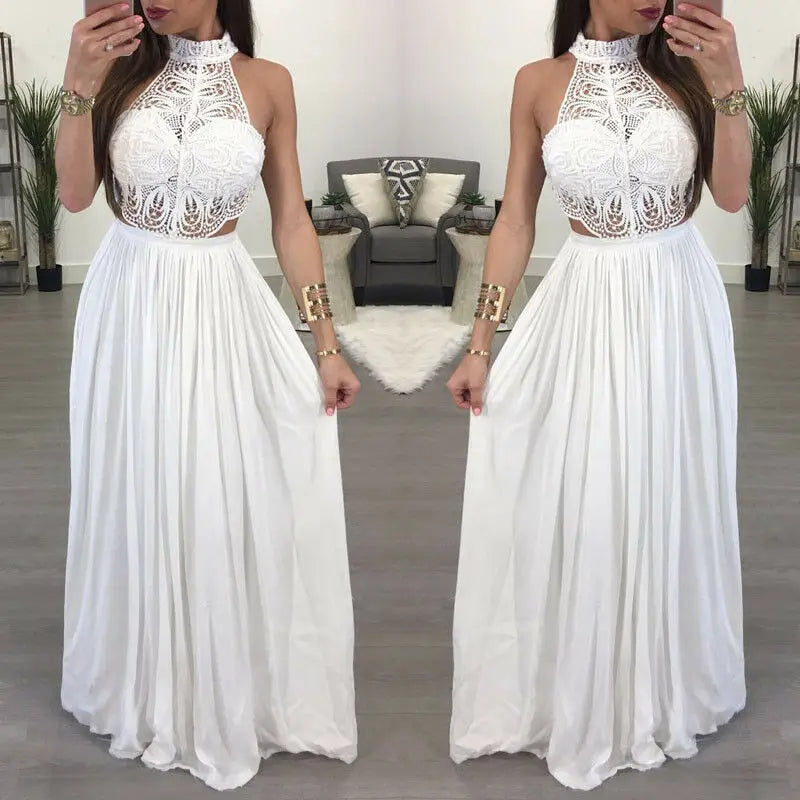 Ladies Backless Dress. Elegant for Women Evening Party, Halter Sleeveless Dress.