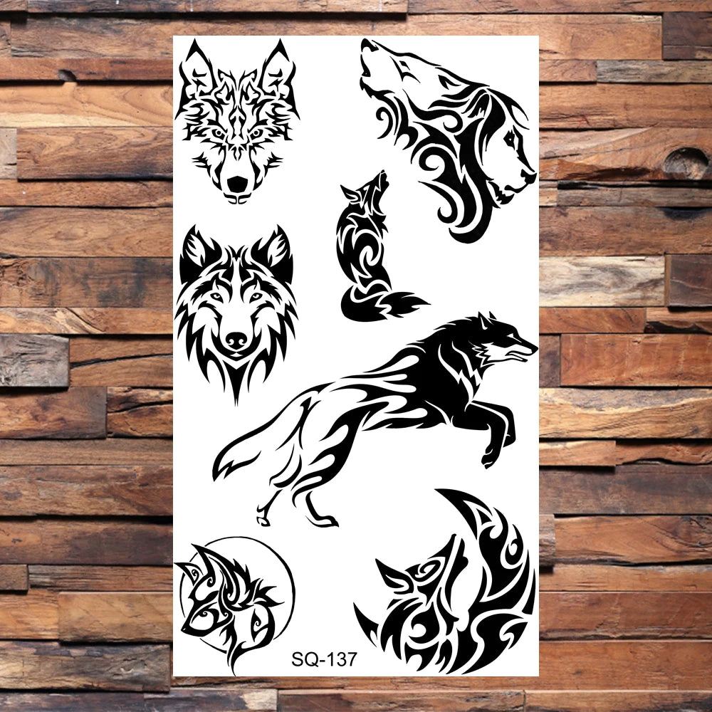 Black Scorpion Temporary Tattoos For Adults Men Realistic Dragon Wolf Tiger Thorns Fake Tattoo Sticker Hand Leg Tatoos Creative