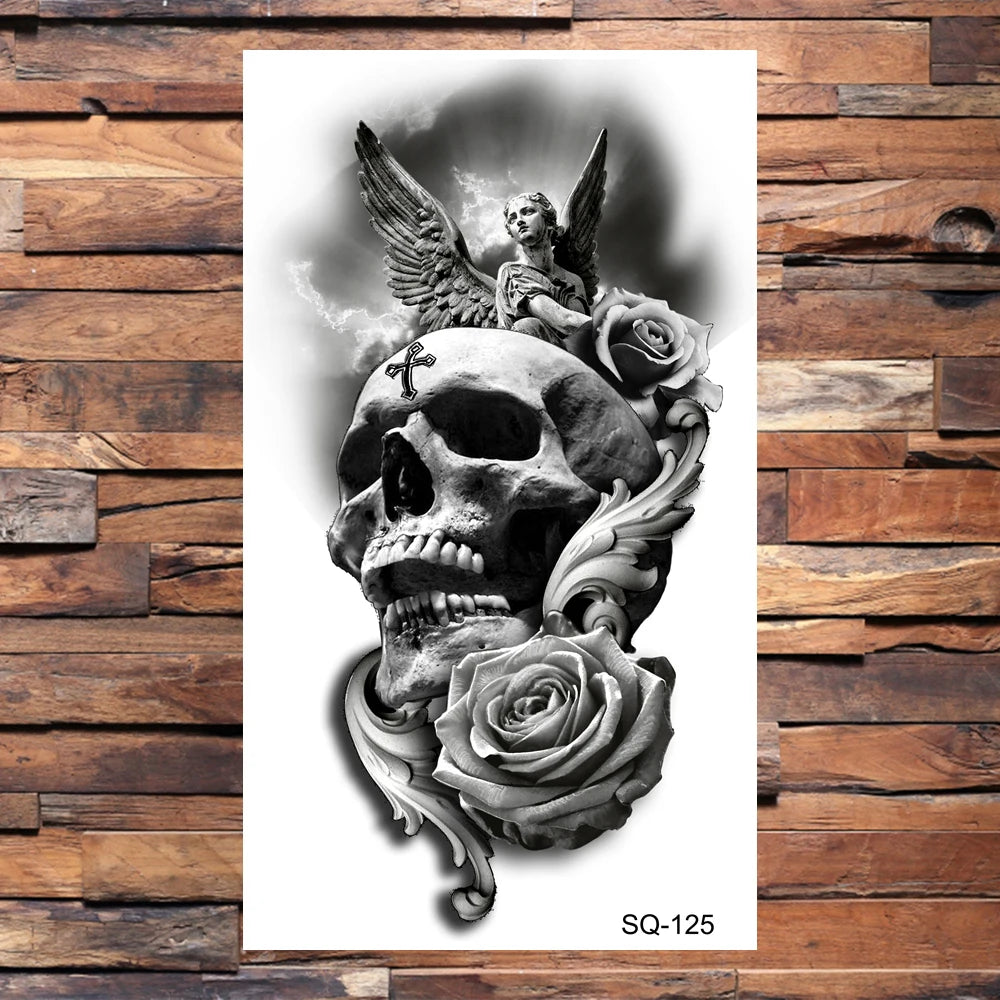 Black Scorpion Temporary Tattoos For Adults Men Realistic Dragon Wolf Tiger Thorns Fake Tattoo Sticker Hand Leg Tatoos Creative