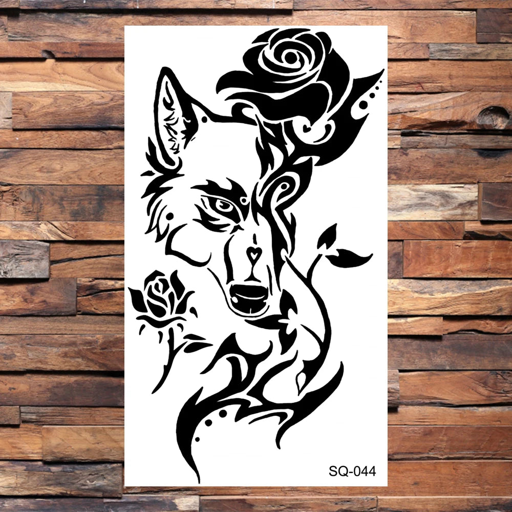 Black Scorpion Temporary Tattoos For Adults Men Realistic Dragon Wolf Tiger Thorns Fake Tattoo Sticker Hand Leg Tatoos Creative