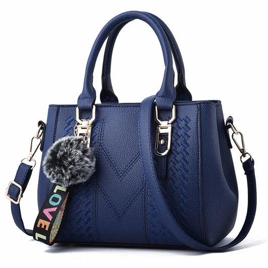 Embroidery Messenger Bags Women Leather Handbags Bags for Women Sac a Main Ladies hair ball Hand Bag WAREHOUSE SHOP
