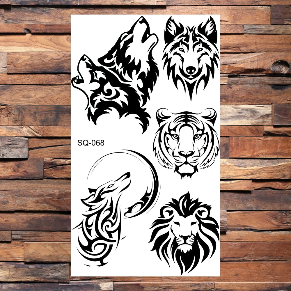 Black Scorpion Temporary Tattoos For Adults Men Realistic Dragon Wolf Tiger Thorns Fake Tattoo Sticker Hand Leg Tatoos Creative