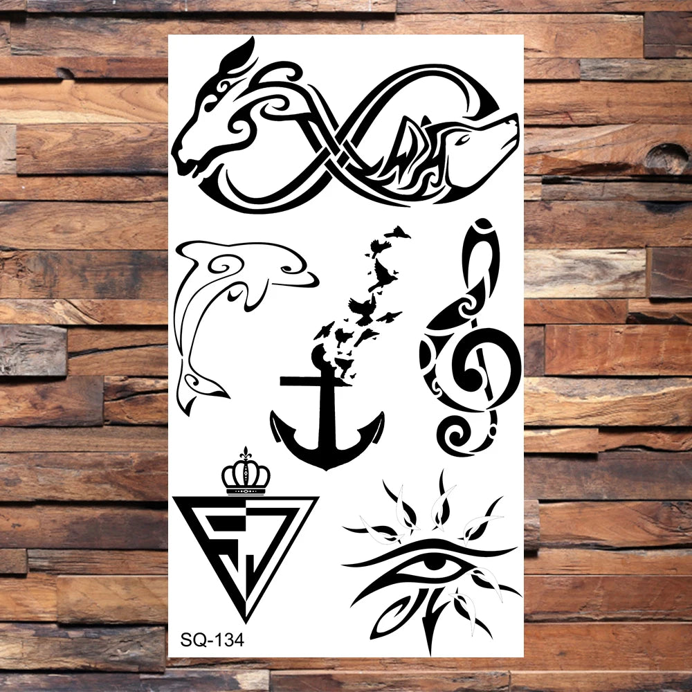 Black Scorpion Temporary Tattoos For Adults Men Realistic Dragon Wolf Tiger Thorns Fake Tattoo Sticker Hand Leg Tatoos Creative