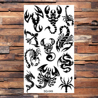 Black Scorpion Temporary Tattoos For Adults Men Realistic Dragon Wolf Tiger Thorns Fake Tattoo Sticker Hand Leg Tatoos Creative